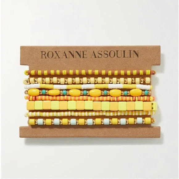NIB Roxanne Assoulin Color Therapy Yellow White Mixed set of 8 bracelets - Picture 5 of 6